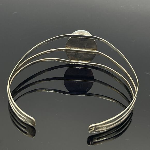 Sterling Silver 925 Oval Larimar Cuff Bracelet 13.8g 8 Inches - Picture 4 of 8